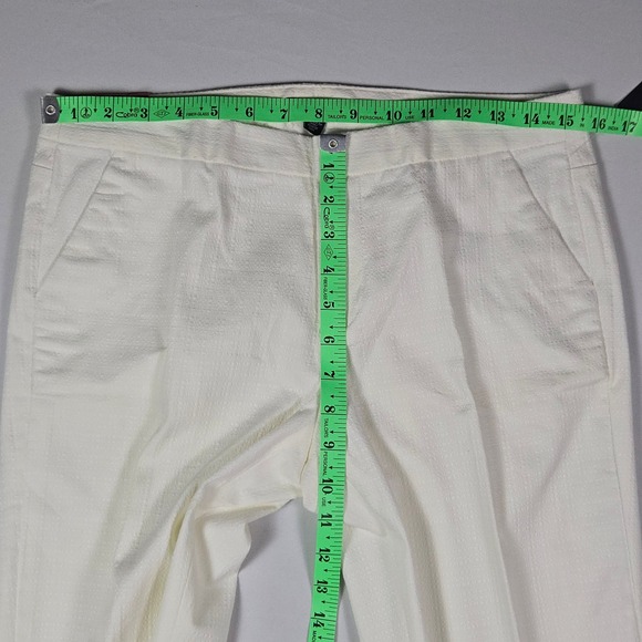 Tommy Hilfiger Women's Ankle Pants Size 6 Ivory Textured Cotton Stretch NWT - Picture 2 of 11
